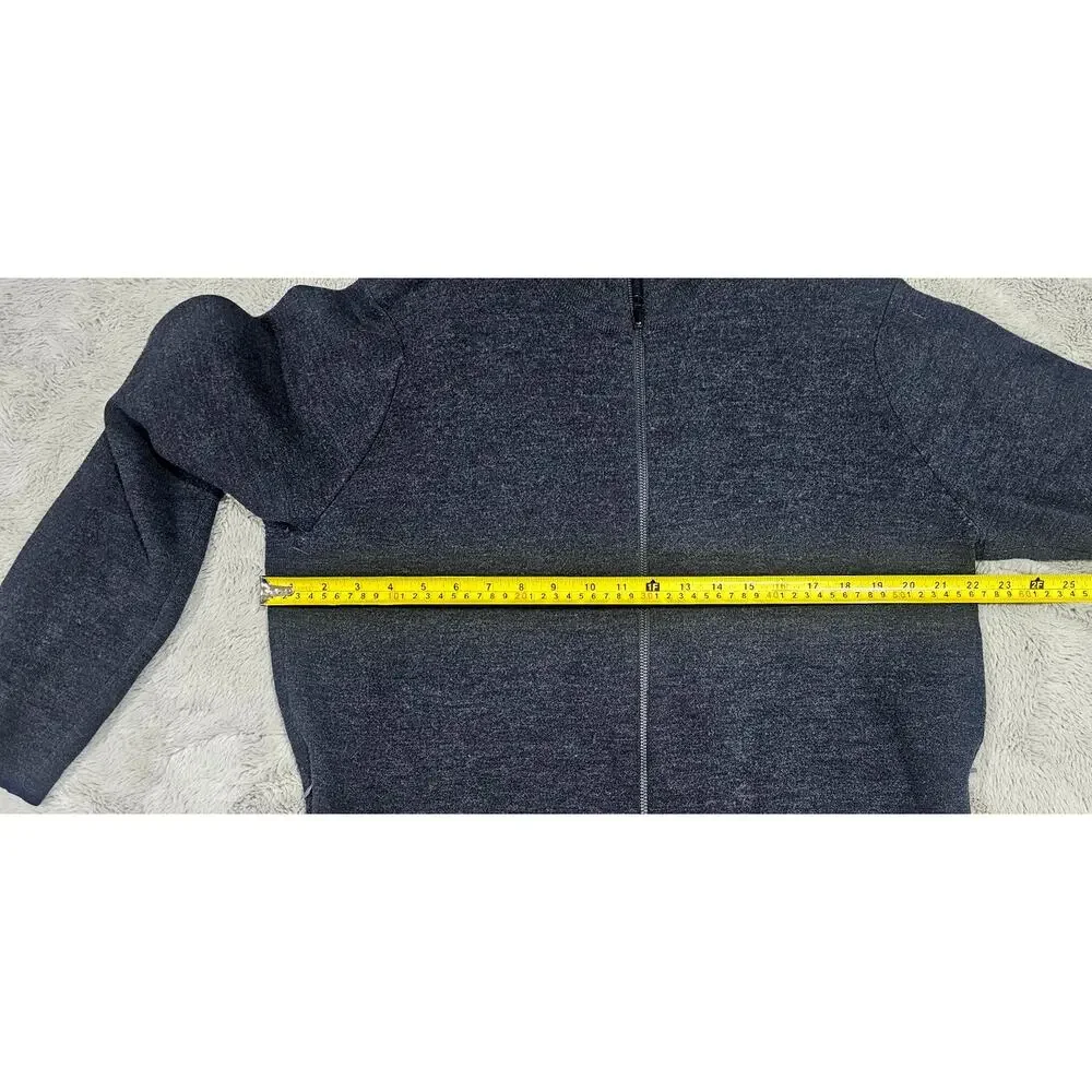 Benson 100% Wool Cardigan Sweater Navy Rib Knit Full Zip Preppy Sz XL - Picture 3 of 9
